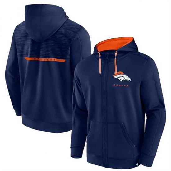 Men Denver Broncos Navy Defender Evo Full Zip Hoodie